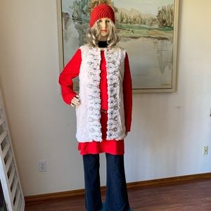 Flying Tomato Embroidered Faux Fur Vest
